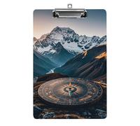 Cute Acrylic Clipboard 8.5x12 Inch - Mountain Compass Low Profile Clip Board for Letter/A4 Paper, Lightweight Office Supplies with Vibrant Prints, Hanging Clipboards for Work & Gift
