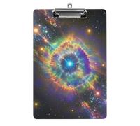 Cute Acrylic Clipboard 8.5x12 Inch - Nebula Galaxy Low Profile Clip Board for Letter/A4 Paper, Lightweight Office Supplies with Vibrant Prints, Hanging Clipboards for Work & Gift