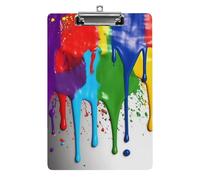 Cute Acrylic Clipboard 8.5x12 Inch - Paint Splatter Backdrop Low Profile Clip Board for Letter/A4 Paper, Lightweight Office Supplies with Vibrant Prints, Hanging Clipboards for Work & Gift