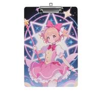 Cute Acrylic Clipboard 8.5x12 Inch - Pink Magic Girl Low Profile Clip Board for Letter/A4 Paper, Lightweight Office Supplies with Vibrant Prints, Hanging Clipboards for Work & Gift
