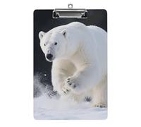 Cute Acrylic Clipboard 8.5x12 Inch - Polar Bear Low Profile Clip Board for Letter/A4 Paper, Lightweight Office Supplies with Vibrant Prints, Hanging Clipboards for Work & Gift