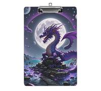 Cute Acrylic Clipboard 8.5x12 Inch - Purple Dragon Moon Low Profile Clip Board for Letter/A4 Paper, Lightweight Office Supplies with Vibrant Prints, Hanging Clipboards for Work & Gift