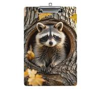 Cute Acrylic Clipboard 8.5x12 Inch - Raccoon in The Fall Tree Hole Low Profile Clip Board for Letter/A4 Paper, Lightweight Office Supplies with Vibrant Prints, Hanging Clipboards for Work & Gift