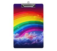 Cute Acrylic Clipboard 8.5x12 Inch - Rainbow Low Profile Clip Board for Letter/A4 Paper, Lightweight Office Supplies with Vibrant Prints, Hanging Clipboards for Work & Gift