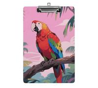 Cute Acrylic Clipboard 8.5x12 Inch - Rainbow Parrot Low Profile Clip Board for Letter/A4 Paper, Lightweight Office Supplies with Vibrant Prints, Hanging Clipboards for Work & Gift