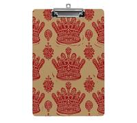 Cute Acrylic Clipboard 8.5x12 Inch - Red Crown Low Profile Clip Board for Letter/A4 Paper, Lightweight Office Supplies with Vibrant Prints, Hanging Clipboards for Work & Gift