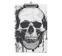 Cute Acrylic Clipboard 8.5x12 Inch - Simple Skull Graphic Low Profile Clip Board for Letter/A4 Paper, Lightweight Office Supplies with Vibrant Prints, Hanging Clipboards for Work & Gift