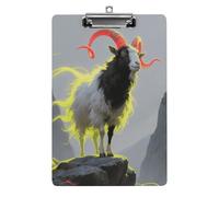 Cute Acrylic Clipboard 8.5x12 Inch - Standing Glowing Goat Low Profile Clip Board for Letter/A4 Paper, Lightweight Office Supplies with Vibrant Prints, Hanging Clipboards for Work & Gift