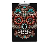 Cute Acrylic Clipboard 8.5x12 Inch - Sugar Skulls Day of The Dead Low Profile Clip Board for Letter/A4 Paper, Lightweight Office Supplies with Vibrant Prints, Hanging Clipboards for Work & Gift