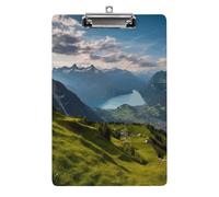 Cute Acrylic Clipboard 8.5x12 Inch - Switzerland Alps Low Profile Clip Board for Letter/A4 Paper, Lightweight Office Supplies with Vibrant Prints, Hanging Clipboards for Work & Gift