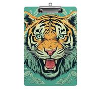 Cute Acrylic Clipboard 8.5x12 Inch - Tiger Head Pattern Low Profile Clip Board for Letter/A4 Paper, Lightweight Office Supplies with Vibrant Prints, Hanging Clipboards for Work & Gift