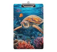 Cute Acrylic Clipboard 8.5x12 Inch - Tropical Fish Starfish Low Profile Clip Board for Letter/A4 Paper, Lightweight Office Supplies with Vibrant Prints, Hanging Clipboards for Work & Gift