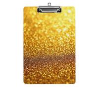 Cute Acrylic Clipboard Stardard Letter A4 Size Desk Office Supply Accessories Beautiful Gold Bling Glitter Sparkles Pattern