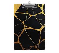 Cute Acrylic Clipboard Stardard Letter A4 Size Desk Office Supply Accessories Black Marble Gold Texture