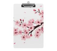 Cute Acrylic Clipboard Stardard Letter A4 Size Desk Office Supply Accessories Branch of A Flourishing Tree Cherry Flowers Blossoms Spring Theme Art
