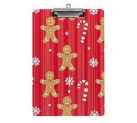Cute Acrylic Clipboard Stardard Letter A4 Size Desk Office Supply Accessories Christmas Red Gingerbread Cookies Candy Canes