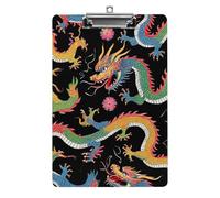 Cute Acrylic Clipboard Stardard Letter A4 Size Desk Office Supply Accessories Cool Chinese Dragons