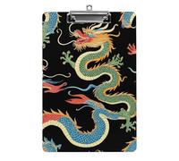 Cute Acrylic Clipboard Stardard Letter A4 Size Desk Office Supply Accessories Cool Chinese Dragons