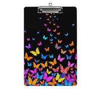 Cute Acrylic Clipboard with Low Profile Clip Desk Office Supply Accessories for Women Men Colorful Orange Monarch Butterfly