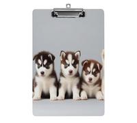 Cute Acrylic Clipboard with Low Profile Clip Desk Office Supply Accessories for Women Men Siberian Husky Puppies Dogs Husky