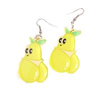 Cute Acrylic Fruit Vegetable Dangle Earrings - Cartoon Playful Avocado Eggplant Pineapple Pear, Funny Booty-Shaped Novelty Jewelry, Whimsical Statement Accessories for Daily Wear, Quirky Gifts