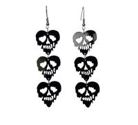 Cute Acrylic Halloween Dangle Earrings for Women Black Skull Bat Drop Earrings Gothic Fun Spooky Halloween Holiday Party Costume Jewelry Favors Accessories, M, Acrylic Zinc, No Gemstone