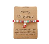 Cute Acrylic Holiday Festive Dangle Earrings Christmas Bracelet Card Merry Christmas Wish Bracelet Stackable Beaded Bracelets Jewelry For Mom Daughter Sister