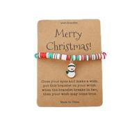 Cute Acrylic Holiday Festive Dangle Earrings Christmas Bracelet Card Merry Christmas Wish Bracelet Stackable Beaded Bracelets Jewelry For Mom Daughter Sister