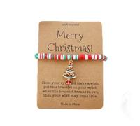 Cute Acrylic Holiday Festive Dangle Earrings Christmas Bracelet Card Merry Christmas Wish Bracelet Stackable Beaded Bracelets Jewelry For Mom Daughter Sister