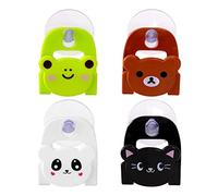 Cute Adhesive Kitchen Sink Caddy - Plastic Sponge Holder Rack With Kawaii Cartoon Hooks - Space-Saving Organizer for Dish Sponges and Accessories (4 Pack)