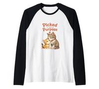 Cute Adopted or Stepdad & Child Cat Kitten Picked on Purpose Raglan Baseball Tee
