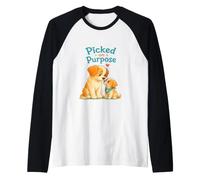 Cute Adopted or Stepdad & Child Dog Puppy Picked on Purpose Raglan Baseball Tee