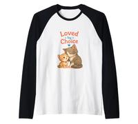 Cute Adopted or Stepmom & Child Cat Kitten Loved by Choice Raglan Baseball Tee