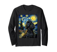 Cute Adorable Poodle Van Gogh Starry Night Inspired Art Long Sleeve T-Shirt