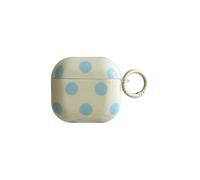 Cute Aesthetic Blue Polka Dot Pattern case for AirPods 3rd | Chic Retro with Keychain Design | Classic Slim Soft TPU Shockproof Protection Cover | Durable Fade-Proof | Girly Gift-Yellow&Blue