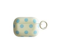 Cute Aesthetic Blue Polka Dot Pattern case for AirPods pro 3rd | Chic Retro with Keychain Design | Classic Slim Soft TPU Shockproof Protection Cover | Durable Fade-Proof | Girly Gift-Yellow&Blue