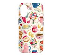 Cute Aesthetic Breakfast Croissant Flowers Pink Cozy Coffee Case for iPhone 17