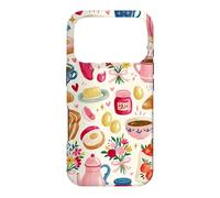 Cute Aesthetic Breakfast Croissant Flowers Pink Cozy Coffee Case for iPhone 17 Pro