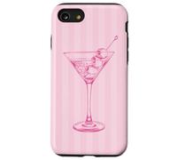 Cute Aesthetic Martini with Olives Sketch Doodle Pink Stripe Case for iPhone SE (2020) / 7 / 8
