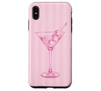 Cute Aesthetic Martini with Olives Sketch Doodle Pink Stripe Case for iPhone XS Max