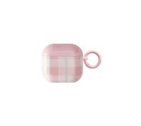 Cute Aesthetic Pink White Checkered case for AirPods 4th | Chic Kawaii with Keychain Design | Classic Slim Soft Gingham TPU Shockproof Protection Cover | Durable Fade-Proof | Girly Gift for Women