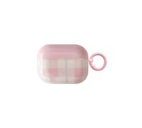 Cute Aesthetic Pink White Checkered case for AirPods pro | Chic Kawaii with Keychain Design | Classic Slim Soft Gingham TPU Shockproof Protection Cover | Durable Fade-Proof | Girly Gift for Women