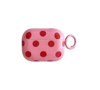 Cute Aesthetic Red Polka Dot Pattern case for AirPods pro | Chic Retro with Keychain Design | Classic Slim Soft TPU Shockproof Protection Cover | Durable Fade-Proof | Girly Gift -Pink&Red