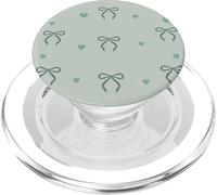 Cute Aesthetic Sage Green Ribbons And Bows Coquette Pattern PopSockets PopGrip for MagSafe