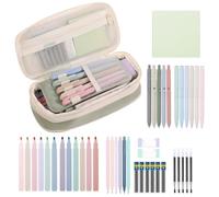Cute Aesthetic School Supplies,Smooth Writing Set Highlighters Black Gel Pens,Cute Stationery Set Pencil Pouch | for Teacher Women Girls Teens Middle High College Office Classroom Study Work