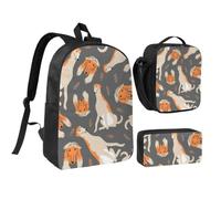 Cute Afghan Hound,Student Backpack,Lunch Bag,Pencil Case 3 Piece Set