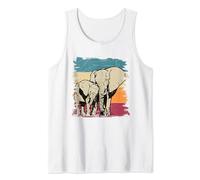 Cute Africa Animal Elephant Family Retro Elephant Tank Top