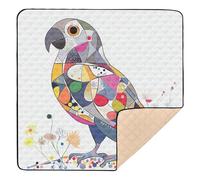 Cute African Grey Parrot Soft Thick Baby Care Play mat for Floor Non-Toxic Foldable Baby Tummy time Play mat for Baby Kids Toddlers Infants, 50'' x 50''alfombrillas para Bebes jugar