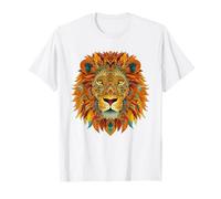 Cute African Lion Portrait Colorful Mandala Pattern Art T-Shirt