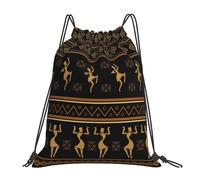 Cute African Pattern Men Women Drawstring Backpack Waterproof Drawstring Bag Foldable Pe Bag For Travel Holidays Climbing